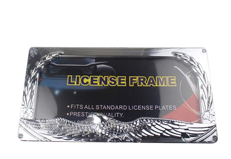 NINTE Fire Style 3D License Plate Frame Cover ABS Painted Chrome Plate Cover Trim Protector with 2 Holes Exterior Accessories