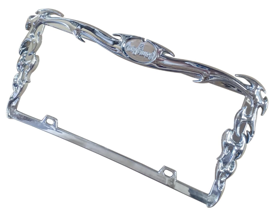 NINTE Fire Style 3D License Plate Frame Cover ABS Painted Chrome Plate Cover Trim Protector with 2 Holes Exterior Accessories
