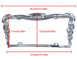NINTE Fire Style 3D License Plate Frame Cover ABS Painted Chrome Plate Cover Trim Protector with 2 Holes Exterior Accessories - NINTE