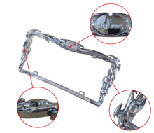 Load image into Gallery viewer, NINTE Fire Style 3D License Plate Frame Cover ABS Painted Chrome Plate Cover Trim Protector with 2 Holes Exterior Accessories