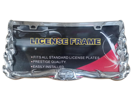 NINTE Fire Style 3D License Plate Frame Cover ABS Painted Chrome Plate Cover Trim Protector with 2 Holes Exterior Accessories