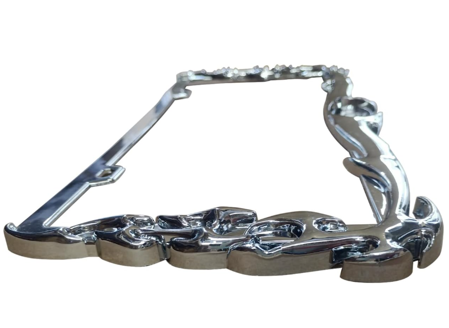 NINTE Fire Style 3D License Plate Frame Cover ABS Painted Chrome Plate Cover Trim Protector with 2 Holes Exterior Accessories