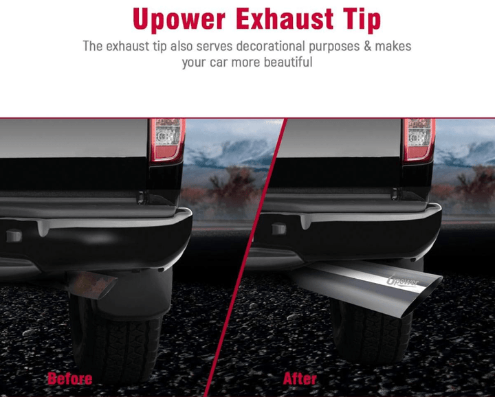 NINTE Car Exhaust Tail Pipe 2.5" Inlet 4" Outlet 18" Long Exhaust Tailpipe Single Layer Angle Cut 45 Degree Welding On Universal Tail Throat - NINTE