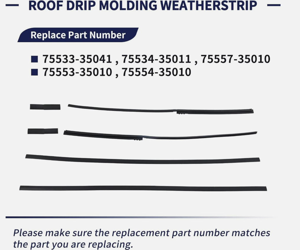 NINTE For 1 Pair Roof Drip Molding Weatherstrip Fit For 2003-2009 Toyota 4Runner Black