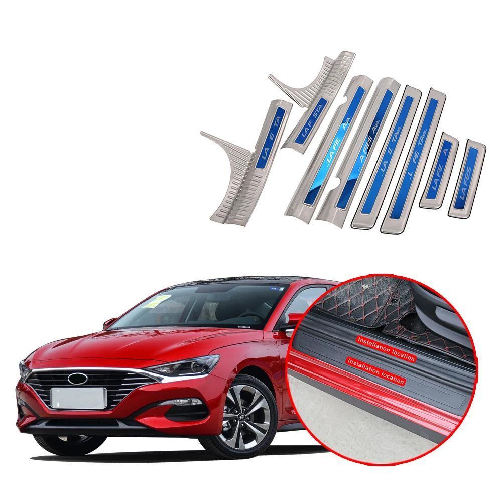 Ninte Hyundai Lafesta 2018-2019 Silver Door Sill Threshold Scuff Plates Cover - NINTE