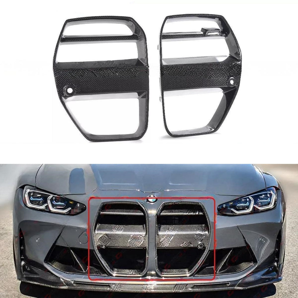 NINTE For 2021-2025 BMW M3 G80 M4 G82 G83 V Style Nose Grill Grille Real Dry Carbon Fiber