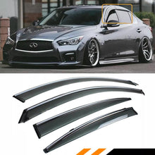 Charger l&#39;image dans la galerie, NINTE For 2014-2024 INFINITI Q50 VIP CLIP-ON SMOKE TINTED WINDOW VISOR W/ CHROME TRIM