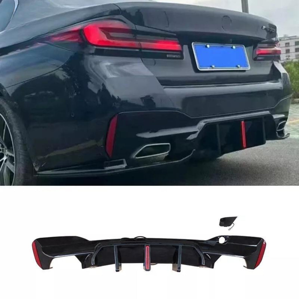 NINTE For BMW 2017-2023 M5 CS Rear Diffuser W/LED G30 G31 G38 530i 540i 550i  Gloss Black