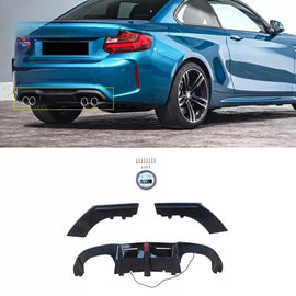 NINTE For 2016 - 2022 BMW 2 Series F87 M2 Rear Bumper Diffuser Lip W/ Light - NINTE