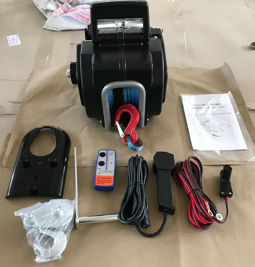 NINTE Trailer Winch,Reversible Electric Winch, for Boats up to 9500lbs.12V DC, Power-in, Power-Out, and Freewheel Operations