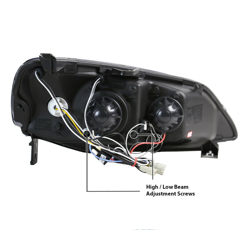 For Honda 01-03 Civic 2/4Dr Black LED Halo Projector Headlights Head Lamps Pair - NINTE