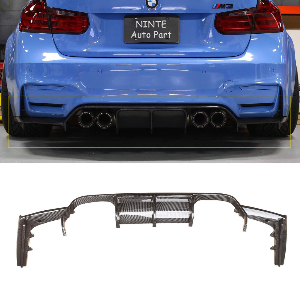 NINTE Dipped Carbon Fiber Look Rear Diffuser For 2015-2020 BMW F80 M3 F82 M4 F83