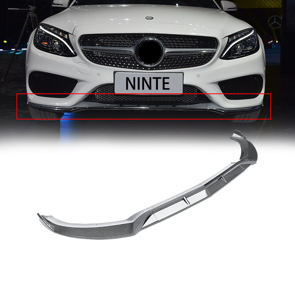 NINTE Front Lip for 2015-2018 Benz C-Class W205 Sport Carbon Look