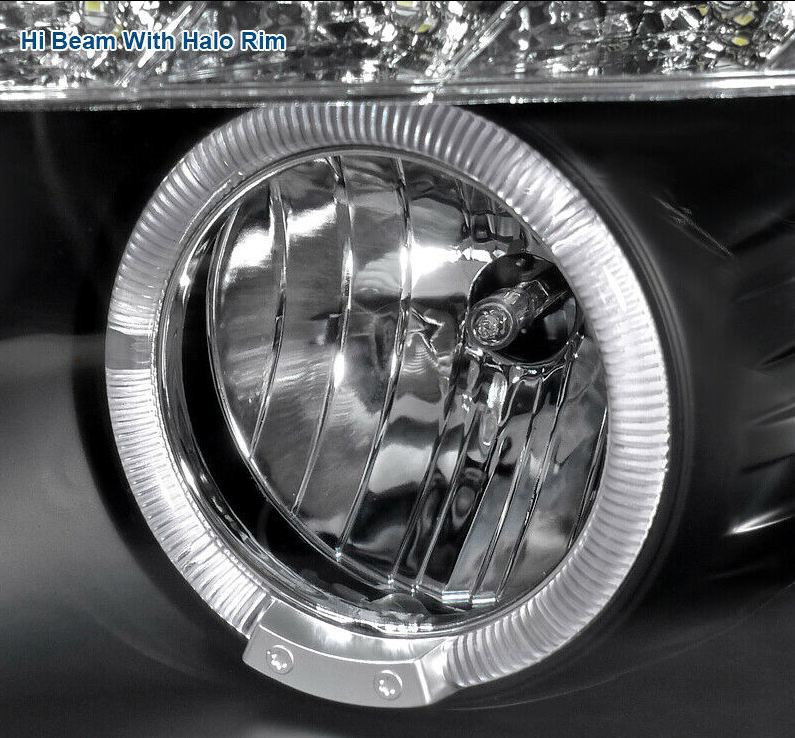 For 06-08 BMW E90 3-Series 325i 330i 4Dr Black LED Halo Projector Headlight Pair - NINTE