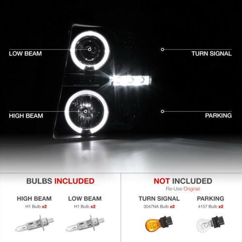 For 07-13 Chevy Silverado 1500 2500 3500 Black LED Halo Lamp Projector Headlight - NINTE