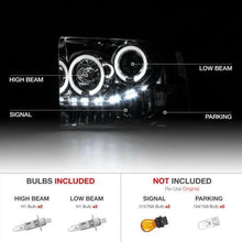 Load image into Gallery viewer, For 05-07 Ford Super Duty Black Clear Dual LED Halo Ring Projector Headlight Lamp - NINTE