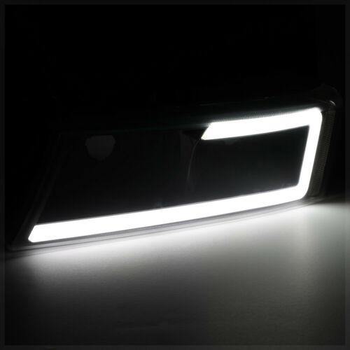 Black *LED BAR DRL* Headlight+Bumper Clear Signal for 03-07 Silverado/Avalanche - NINTE