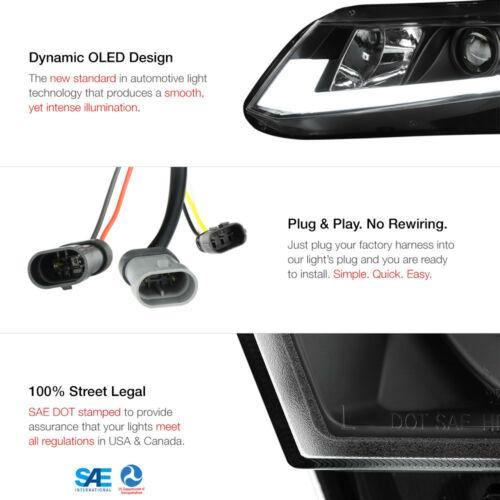 For 12-15 Civic Coupe Sedan FB FG Black "TRON TUBE DRL" Projector Headlight Lamp - NINTE